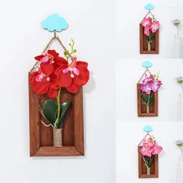 Dekorative Blumen Wandmontierte künstliche Schmetterling Orchidee Holzpo Rahmen für Home Wedding Party Dekor Tischkunstdekoration