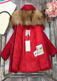 2021SS Designer Kids Down Jacket Hat Chat Letter Logotipo Mink Collar Collar Winter Highend Boys Girls Midi Hoodie Coat Whol1987295
