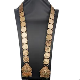 French Trendy Coin Belt Gold Plated Long Chain Body Jewelry for Women Muslim Wedding Jewelry Arabic Caftan Belts Bijoux Marriage