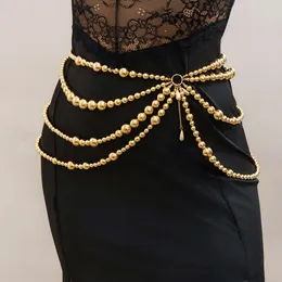 Purui Punk Gold Farbe CCB Perlen handgefertigte Strang Taille Bauchkette für Frauen mehrschichtige Quastenkörperkette Schmuck Damen Party