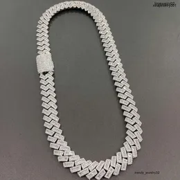 Pendant Necklaces 15mm Baguette Chain Hip Hop VVS Diamond Moissanite Baguette Cuban Link Chain Moissanite Sier Jewelry Box Necklaces Hiphop