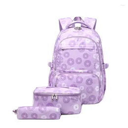 학교 가방 3 PC/세트 어린이 고급 나일론 어린이 Schoolbag Backpack with Pencil Case Lunchbox 2024 인쇄 된 책 가방