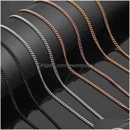 Chains 2.3/M Basic Curb Link Not Fade Necklace Diy 304 Stainless Steel 18K Gold Plated Black Choker Necklaces Fashion Punk Design Hip Dhhs5