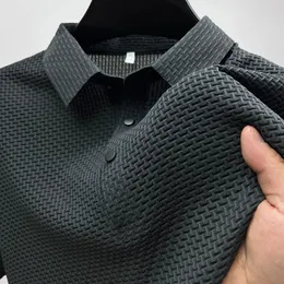 High-End-Herren Bambusgelenk hohl kurzärmeliges Polo-Hemd Ice Seide atmungsaktive Business Fashion T-Shirt Herren Marke Top 240515