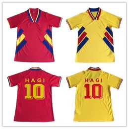 1994 Romanya Milli Takımı Erkek Futbol Jersey Hagi Raducioiu Popescu Romanya Ev Sarı Uzak Kırmızı Retro Futbol Gömlek Kısa Kollu Vintage Formalar