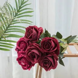 Fiori decorativi 7 pezzi di ramo singolo ramo rose arricciate simulazione arredi per la casa floreale forniture per matrimoni per il compleanno di San Valentino