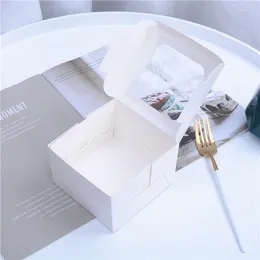Depolama çantaları 10pcs 11cm Beyaz Kutu Kek Kağıt Hediye Çantası Temiz Pencere Kapağı Cep Bisküvi Ay Çikolata Hediyeleri Gıda Kare Paketleme Kutusu