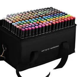 Markierungen Großhandel 12-80 Farben Farbe Marker Kunst Dual Tipp Alkohol Filz Stift Skizzierschule Ding mit Tasche 240328 Drop Lieferung Dhu2z