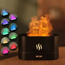 Flame Air Firidifier Essential Oil Diffuser LED Light Ultrasonic USB AROM Diffuser Uppgraderade 7 Flame Colors For Home 240521