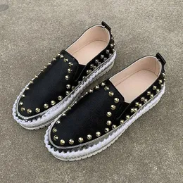 Casual Shoes 2024 Flat Shallow Mouth Sports Women's Hand-Stitched Customized Golden Nail White Flat-Botom 35-43