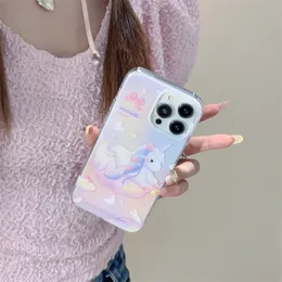 Pink Cloud Unicorn Premium Double Sided подходит для iPhone 15 Promax Apple