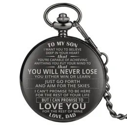 Kreative personalisierte Design -Taschenuhr zu meinem Sohn Dad Ehemann Männer Quarz Analog Uhr Anhänger Kette Weihnachtsgeschenk Reloj de Bolsi 299i