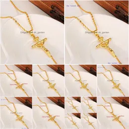 Colares pendentes 18k amarelo em ouro sólido gf selo inri jesus colar colar mulheres leais encantos cruzes jóias cristianismo c dhgarden dhsc6