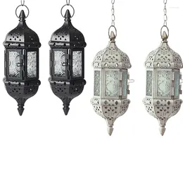 Candele per candele 4 pacchetto la lampadario marocchino lanterna vintage contenente una catena da 40 cm (Blackwhite)