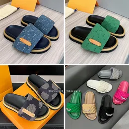 Designer Pool Pillow Series Slippers Flat Sandals Women Men Sliders Luxury Summer Fashion Beach High quality Band drill Slipper Sandal with box