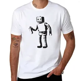 Men's Tank Tops Robot Doing Graffiti T-Shirt Custom T Shirts Design Your Own Short Summer Clothes Blouse Mens Clothing