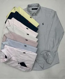 2024 Polos Mens -Hemden Frühling und Herbst Solid Farbe Little Horse Boy Long Sleeve Baumwollhemd Business Stripe Lasual Oxford Textile 1132ess