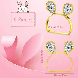 8piece Bunny Napkin Ring Easter Serviette Rings Buckle Bunny Ear Fackin Rings Crystal Fackin Ring for Table Decor