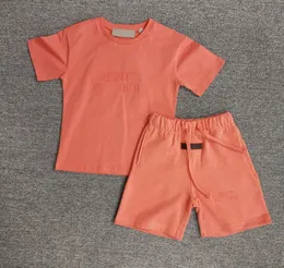 ESSキッズ服セット半袖Tシャツショーツ男の子の女の子Tシャツパンツ子供幼児の手紙印刷されたトップスティー