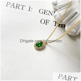 Kolye Kolyeleri Dubai'nin Lüks Altın Takı 925 Sterling Sier Emerald Green CZ Kolye Kadınlar Dal Dönüşü dhmy0