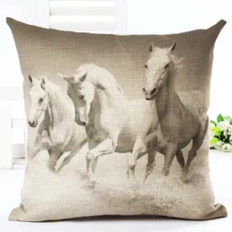 Top Pillow Case Horse Série de cavalos de linho impresso Capa de travesseiro para casas de backrest sala de estar de luto de sofá -almofada de almofada sem núcleos de travesseiro