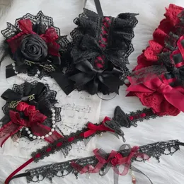 Party Supplies Original Homemade Lolita Black Red Dark Series Hair Band Side Clip Style Handmade