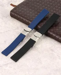 18202224mm BlackBlue Waterproof Silicone Band Rubber Watches Strap Diver Replacement Bracelet Belt Spring Bars Straight End8027193