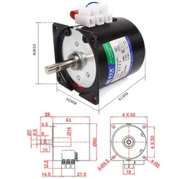 14W 220V 60KTYZ AC CLAW POLE永久磁石同期モーターセンターアウトシャフト7mm穴CAN CW CCWモーターブラケット付きCCWモーター