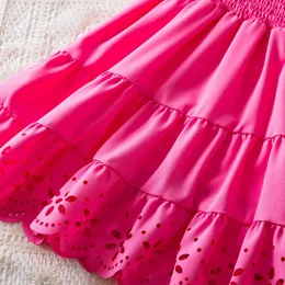 2024 New Baby Summer Girls 'Clothing Ruffles Princess Frocks Hollow Out Bohemia Slocked Fashion Birthday Party Girl Dress