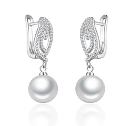 Luxury 10mm Pearl Drop örhängen kubik zirkoniume dangande örhängen med pärlkvinnor kreativa smycken flickor utsökta gåvor7975459