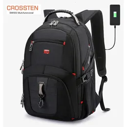 Crossten 17 Laptop Backpack Waterproof USB Charging Port Swiss Style Multi functional Rucksack School Backpack Mochila Hiking Travel Bag 240529