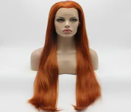Iwona Hair Straight Extra Long Blonde Red Mix Wig 221443100 Half Hand Tied Heat Resistant Synthetic Lace Front Wigs6864705