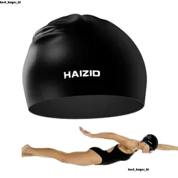 Haizid SML Swimming Caps Men Women Waterproof Protect Ears Long Hair Adults High Elastic Large Silicone Diving Hat 230