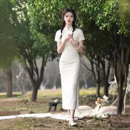 Ethnic Clothing Vinatge Chinese Short Sleeve Qipao Elegant Women Long Cheongsam Vintage Classic Evening Party Dress Gown