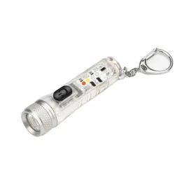손전등 토치 미니 키 체인 토치 USB 충전식 LED 가벼운 방수 손전등 버클 야외 비상 조명 도구 D OT5WA