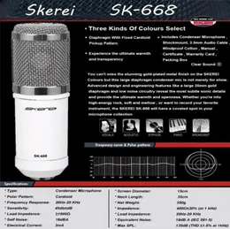 SK668 Professional Condenser Sound Studio Recording Microphone KTV Karaoke Wired Mic Dynamic stockproof Mount Stand Holder Set4867652