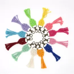 TASSEL MACRAME KEYCHAINS BOHO Handgjorda nyckelhållare Bag bil hängande smycken gåvor Bomull rep vävt nyckelring xdj214 zz