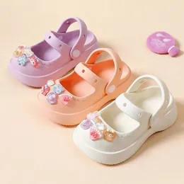 312 anni Kids Bow Sandals Sandals per bambini per bambini Slipisti estivi simpatici scarpe morbide e all'aperto indossando 240530