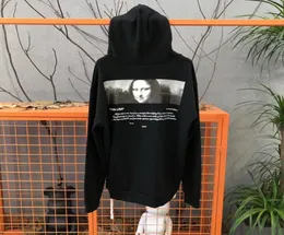 Fashionbrand Novo Mona Lisa Hoodie Hip Hop Street Sport Menns Designer Hoodies Black Branco Pullover de Fit Loose Sweatshirt2508132
