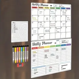 Magnetic Dry Erase Calendar Whiteboard Set (3-pack) för kylskåp, vägg och kylskåp med månatliga, vecko- och dagliga anteckningar, med 8 markörer och 1 radergummi