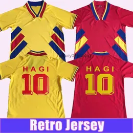 Futbol formaları 1994 Romanya Milli Takımı Erkek Futbol Formaları Hagi Raducioiu Popescu Romanya Ev Sarı Uzak Kırmızı Retro Futbol Gömlek Kısa Kollu