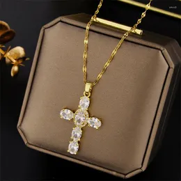Pendellankette Europäischer und amerikanischer Modeschmuck voller Diamanten, eingelegt mit Crystal Luxury Cross for Woman