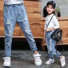 Fashion Children Denim Trousers Teenager Ripped Hole Pants Casual Kids Clothes For Spring Autumn Hot Boys Girls Jeans F4531