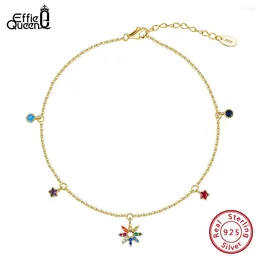 Anklets Effie Queen Fashion Pentagram Charm 4A CZ Anklet For Women Unique Style 925 Sterling Silver Summer Jewelry SA69