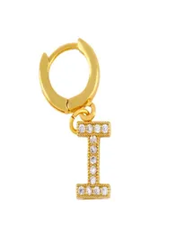 Modna retro alfabet Earing cyrkon Microinlaid Huggie Earring 18k złoto Patled Nazwa angielska Pocarnia dla kobiet Christm5647082