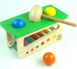 Lustiger Baby Wood Sound Knock Ball Percussion Punch and Drop Instrumente Hämmern und pochende Rollbank Musik Spielzeug Kinder Geschenk 240531