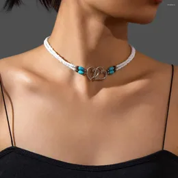 Choker De Vacaciones El Viento La Playa Doble Amor Teje Perlas Arroz Y Varias Capas Collar Mujer