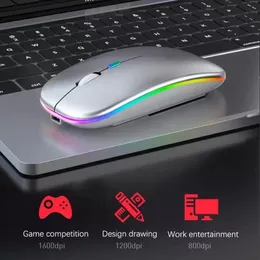 Bluetooth USB Wireless Mouse ricaricabile a LED a LED a 24 GHz Tocco di design ergonomico noisless per laptop MacBook iPad PC Computer UEMKV
