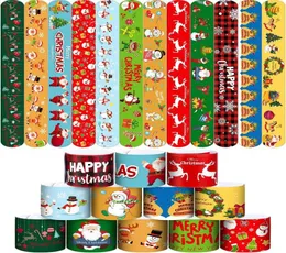 Charm Bilezikler 48 Pack Noel Slap Xmas Snap Bilezik Oyuncak Grupları Parti Favorları İçin Çeşitli Tema Deseni7910451