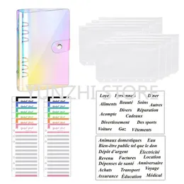 Notepads PVC Budget Binder Cash Envelope Organizer A6 Notebook Planner 2Pcs French Alphabet Stickers 8pcs Zipper Pocket Drop 231208 Kxuxo